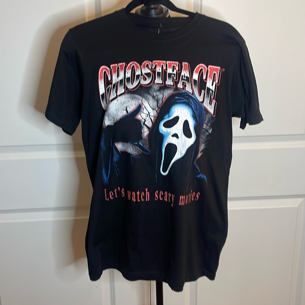 Ghostface Scream Horror T-Shirt Lets Watch Scary Movies Graphic Tee M NWT Y2K